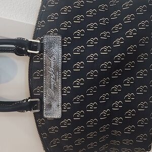Dooney & Bourke Signature Cloth Black Satchel handbag.
